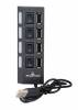 PowerTech USB 2 4 Port Hub with On/Off Switches PT-112